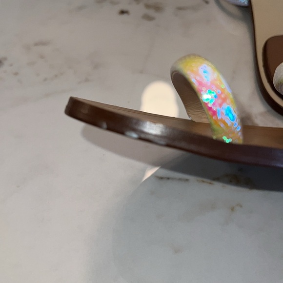 EUC J.CREW Isla Crosshatch Iridescent Two Strap Sandal - Size 11 - Picture 6 of 7